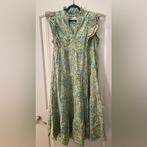 Umgee Green Floral Ruffle Dress